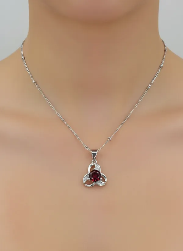 Tri_Knot_Pendant_With_Deep_Red_Zircon_Elegant_Designer_Jewellery_For_Women_925_Sterling_Silver